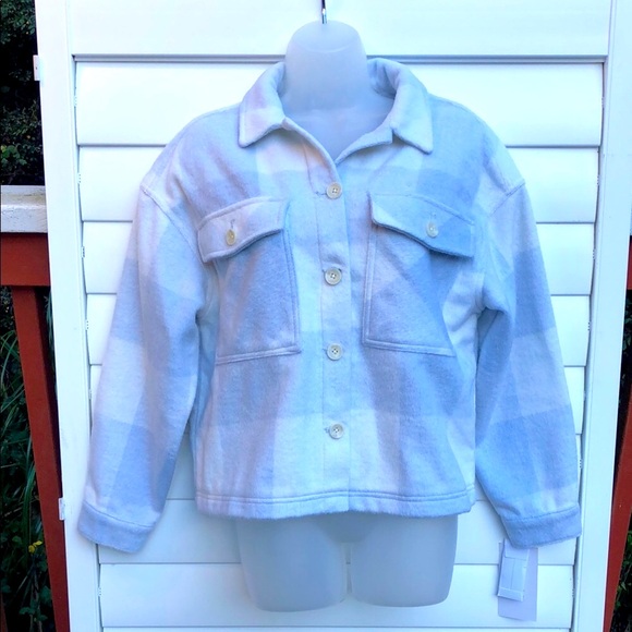 NWT Calvin Klein jeans Plaid Shacket in Blue and White - Picture 1 of 12